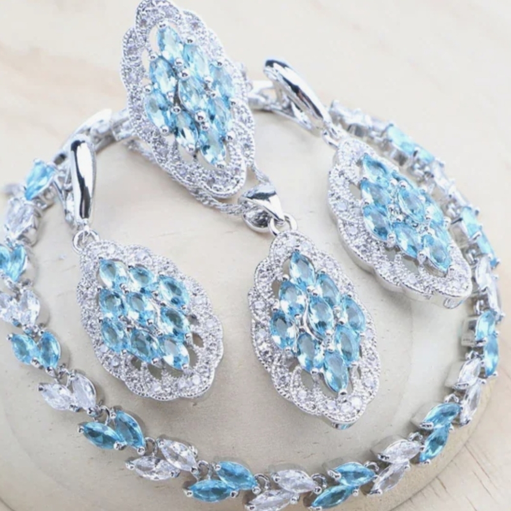 Sterling Silver Wedding Jewelry Set forWomen,Bridal,925STAMPED,any Occasion Gift - Picture 6 of 6